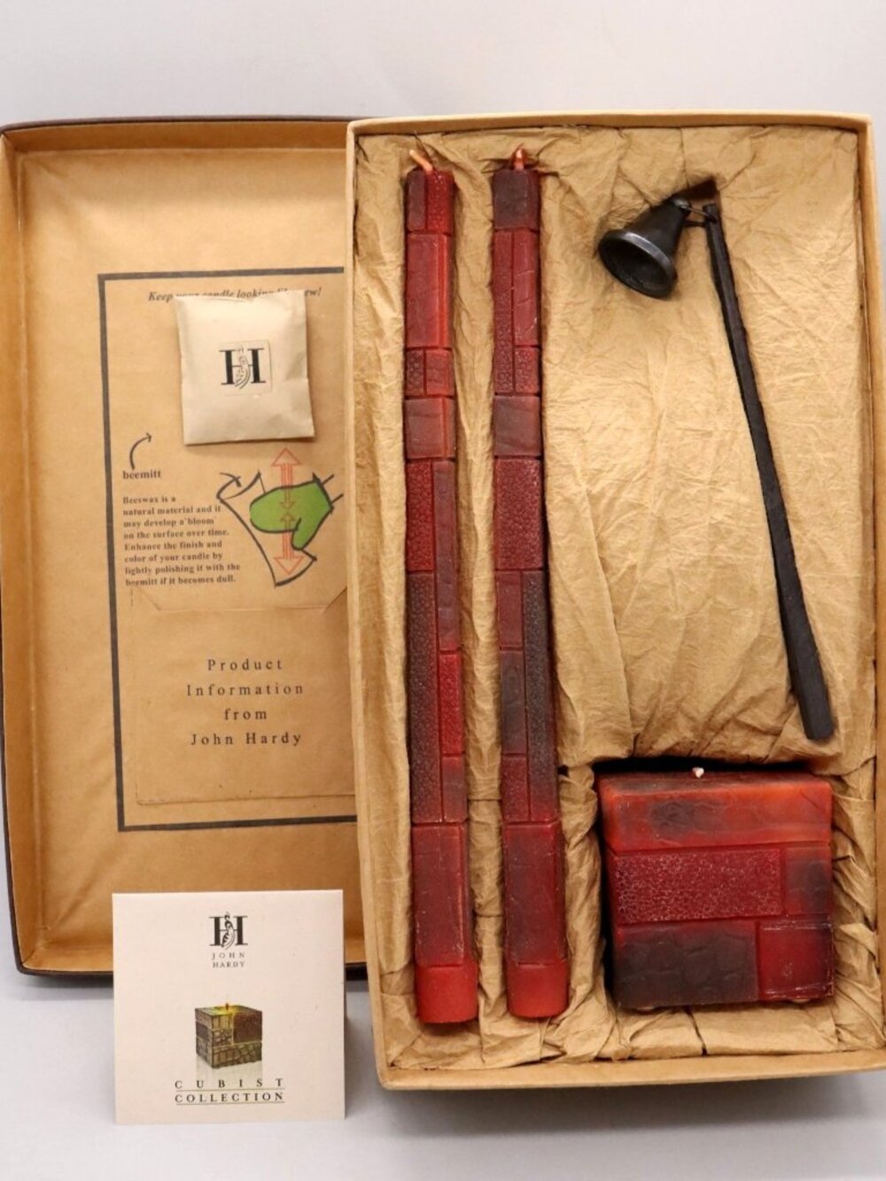 John Hardy Cubist‎ Collection Beeswax Candle Box Set with Snuffer Taper & PIllar